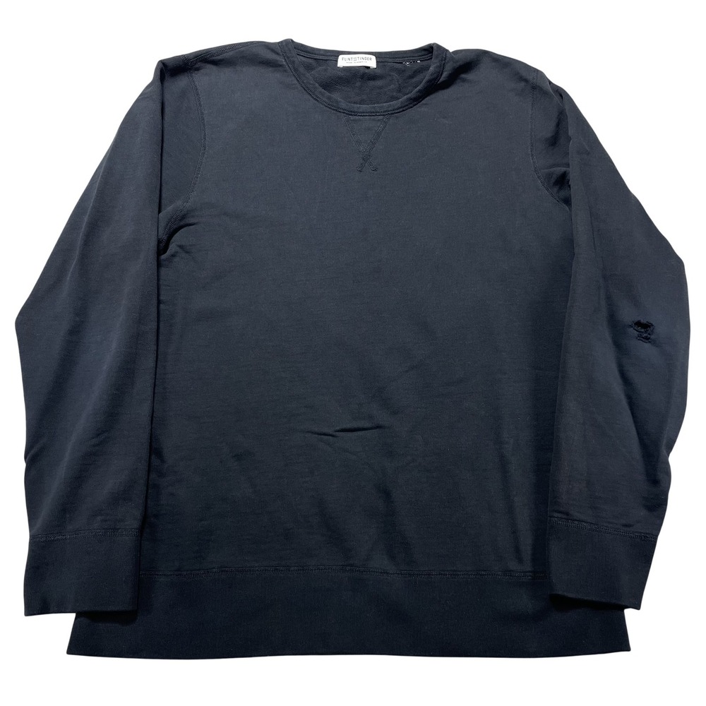 Flint And Tinder Sweatshirt Mens Large Black Jersey Crewneck Pullover Cotton USA